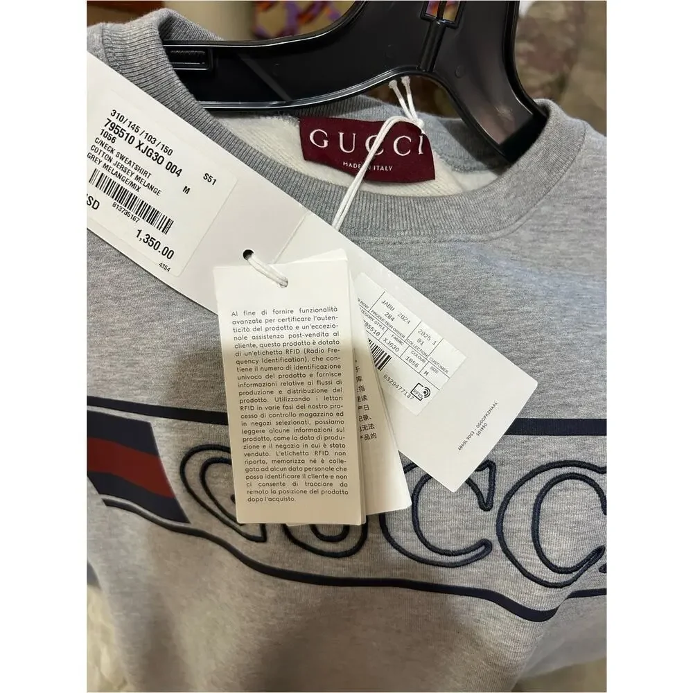 Men's Gucci jersey cotton sweatshirt prominent retro style embroidery medium